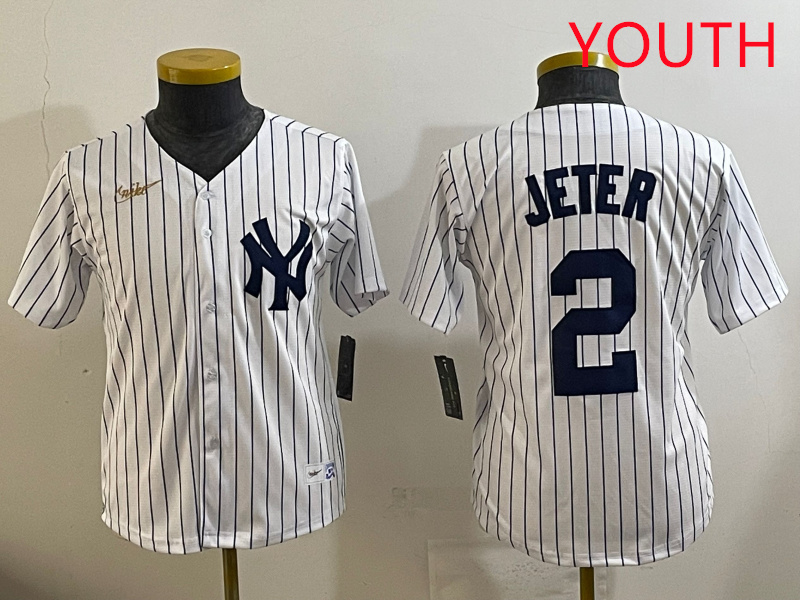 Youth New York Yankees #2 Jeter White 2025 Nike MLB jersey style 6->youth mlb jersey->Youth Jersey